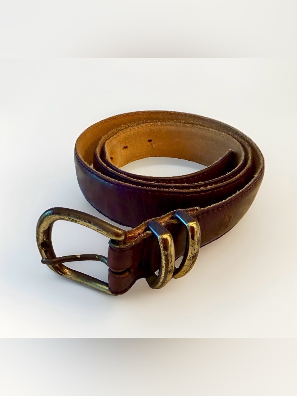 Vtg 90s Dockers Genuine Cowhide Leather Brown Belt Sz 36 Made In USA Model 2342